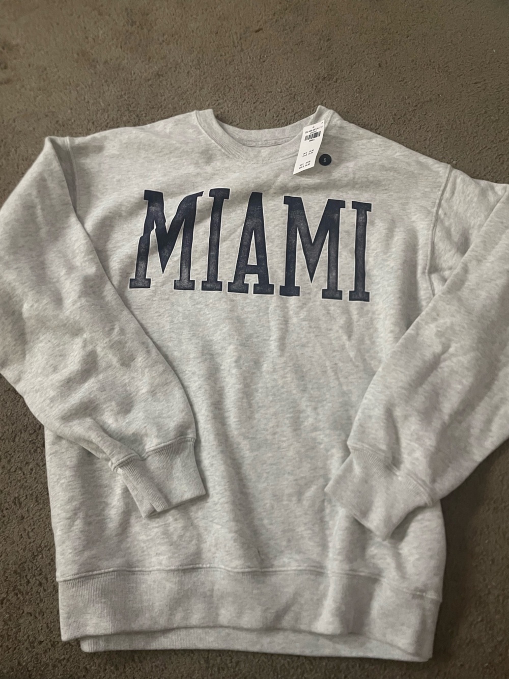 NWT Gray Miami Logo Crewneck Sweatshirt